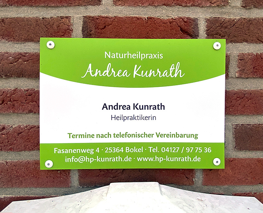 Praxisschild der Naturheilpraxis Andrea Kunrath